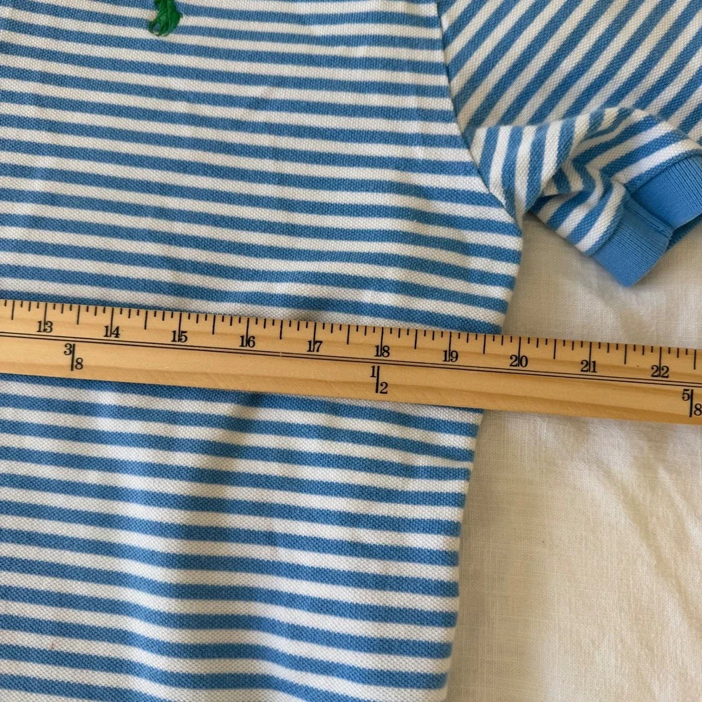 Polo Ralph Lauren Blue Striped Short Sleeve Distressed Polo Shirt Size‎ M